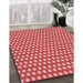 Patterned Red Rug in Family Room, pat958rd