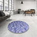 Round Patterned Deep Periwinkle Purple Rug in a Office, pat959blu