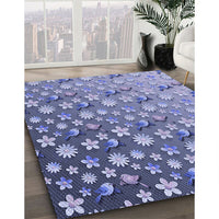 Patterned Deep Periwinkle Purple Rug, pat959blu