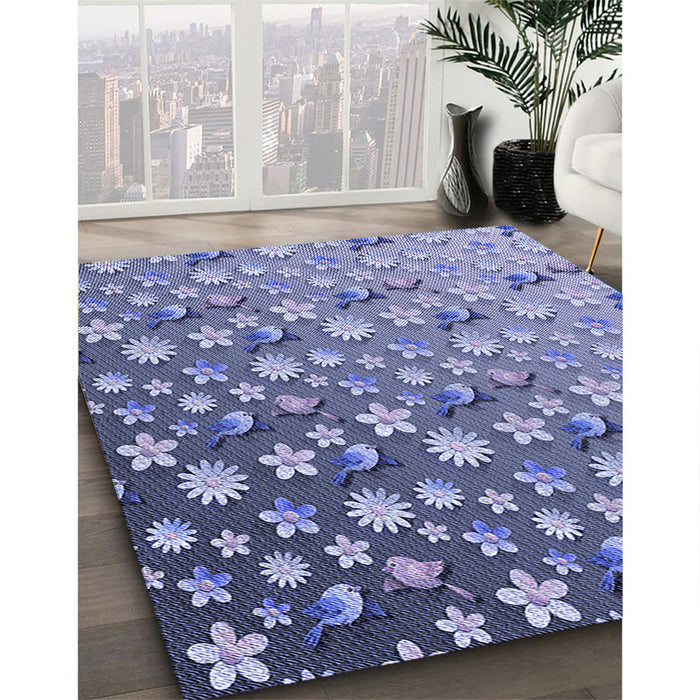 Machine Washable Transitional Deep Periwinkle Purple Rug in a Family Room, wshpat959blu