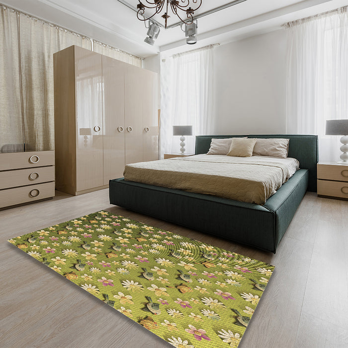 Patterned Oak Brown Rug in a Bedroom, pat959brn