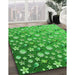 Patterned Neon Green Rug in Family Room, pat959grn