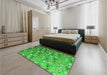 Patterned Neon Green Rug in a Bedroom, pat959grn