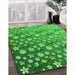 Machine Washable Transitional Neon Green Rug in a Family Room, wshpat959grn