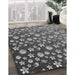 Patterned Black Rug in Family Room, pat959gry