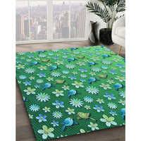 Patterned Lime Mint Green Rug, pat959lblu