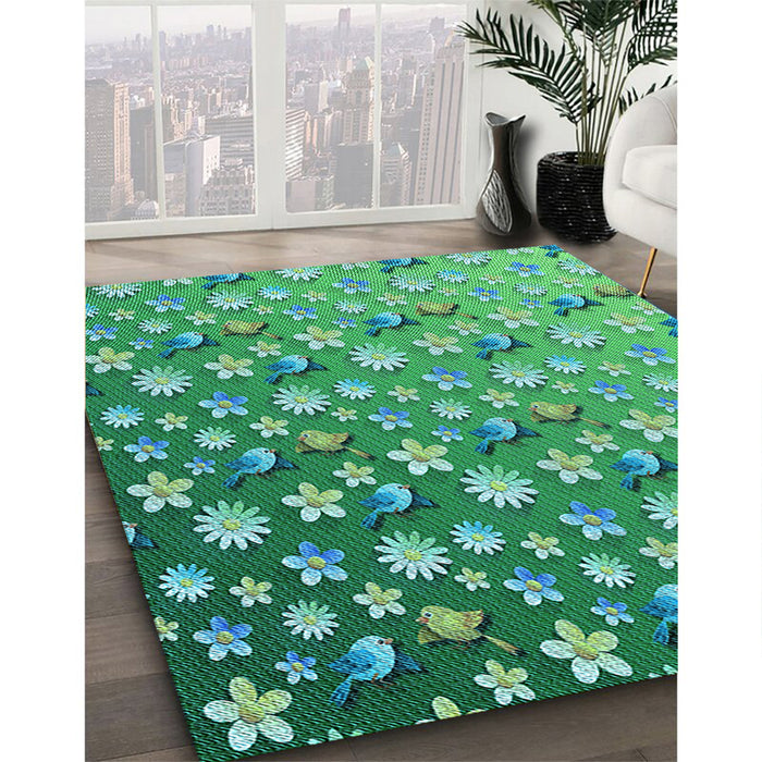 Patterned Lime Mint Green Rug in Family Room, pat959lblu