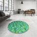 Round Patterned Lime Mint Green Rug in a Office, pat959lblu