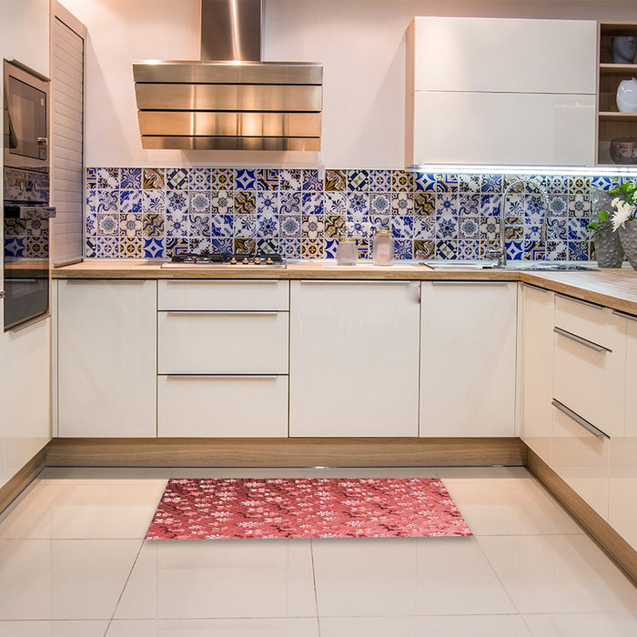 Patterned Red Rug in a Kitchen, pat959rd