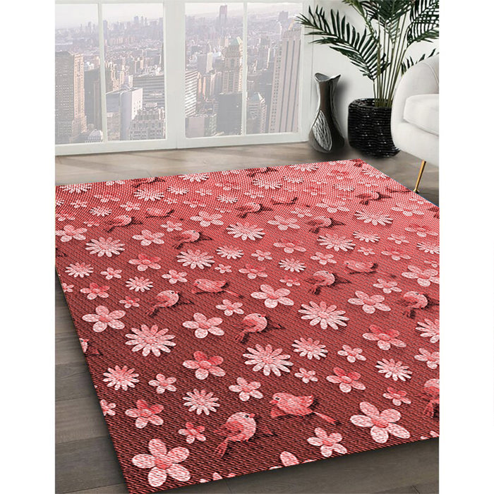 Machine Washable Transitional Red Rug in a Family Room, wshpat959rd