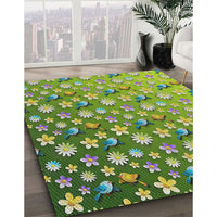 Patterned Yellow Green Novelty Rug, pat959