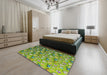 Patterned Yellow Green Novelty Rug in a Bedroom, pat959