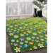 Patterned Yellow Green Novelty Rug in Family Room, pat959