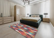 Machine Washable Transitional Brown Red Rug in a Bedroom, wshpat95