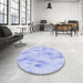 Round Patterned Sky Blue Rug in a Office, pat96blu