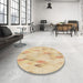 Round Patterned Brown Sand Brown Rug in a Office, pat96brn