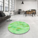 Round Patterned Green Rug in a Office, pat96grn