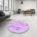 Round Patterned Purple Rug in a Office, pat96pur