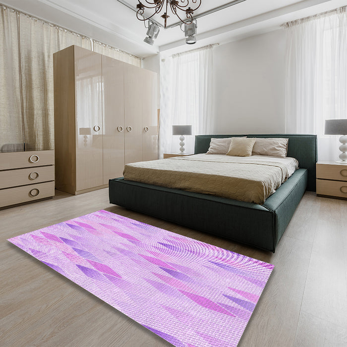 Patterned Purple Rug in a Bedroom, pat96pur