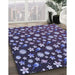Patterned Plum Purple Rug in Family Room, pat960blu