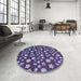 Round Patterned Plum Purple Rug in a Office, pat960blu