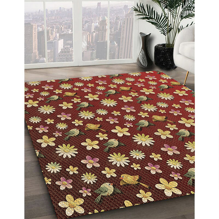 Machine Washable Transitional Bronze Brown Rug in a Family Room, wshpat960brn
