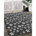 Patterned Dark Gray Black Rug in Family Room, pat960gry