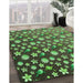 Patterned Green Rug in Family Room, pat961grn