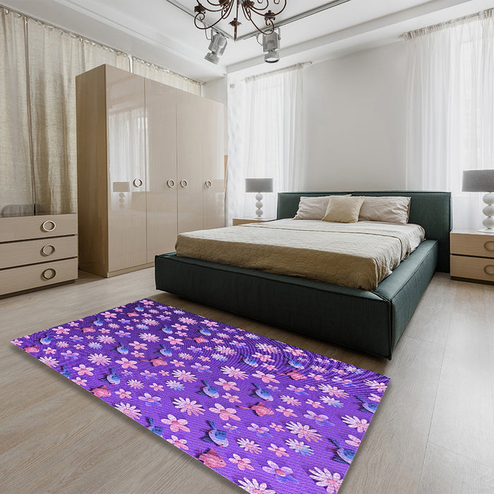 Patterned Purple Rug in a Bedroom, pat961pur