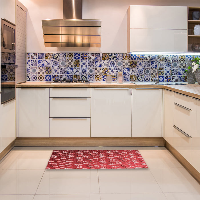 Patterned Red Rug in a Kitchen, pat961rd