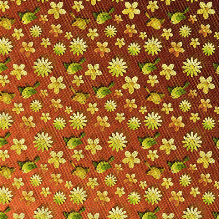 Round Patterned Yellow Rug, pat961yw