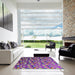 Square Machine Washable Transitional Dark Violet Purple Rug in a Living Room, wshpat961