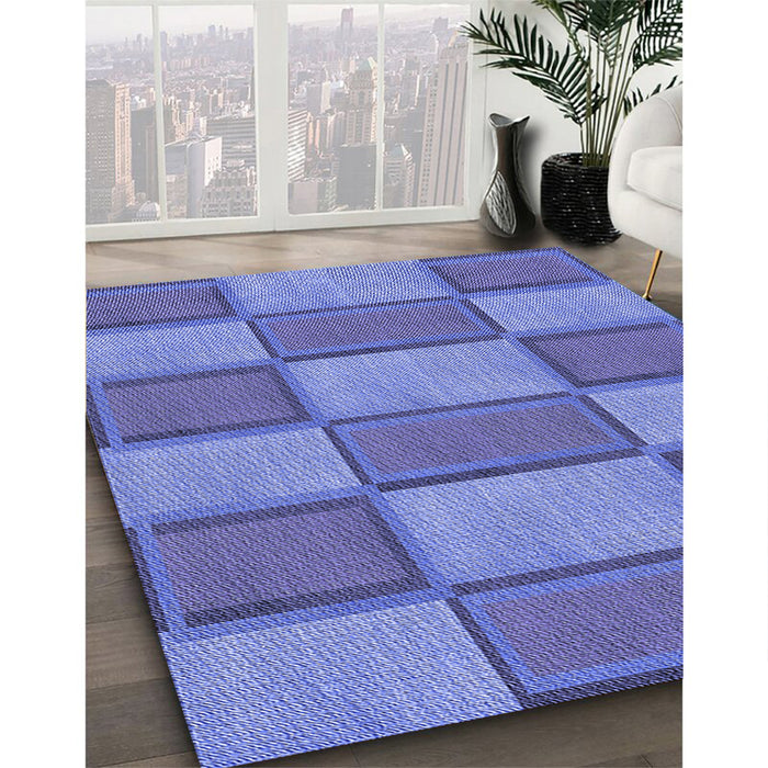 Patterned Sky Blue Rug in Family Room, pat962blu