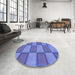 Round Patterned Sky Blue Rug in a Office, pat962blu