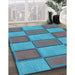 Patterned Bright Turquoise Blue Rug in Family Room, pat962lblu