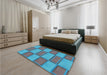 Patterned Bright Turquoise Blue Rug in a Bedroom, pat962lblu