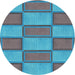 Square Machine Washable Transitional Bright Turquoise Blue Rug in a Living Room, wshpat962lblu