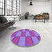 Round Patterned Purple Mimosa Purple Rug in a Office, pat962pur