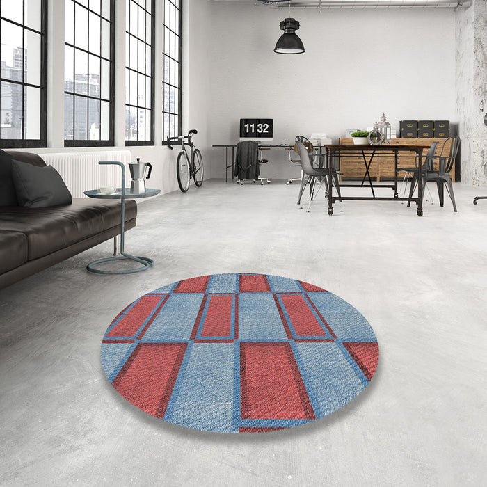 Round Patterned Brown Red Novelty Rug in a Office, pat962