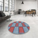 Round Machine Washable Transitional Brown Red Rug in a Office, wshpat962