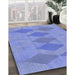 Patterned Denim Blue Rug in Family Room, pat963blu