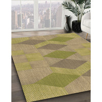 Patterned Metallic Gold Rug, pat963brn