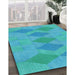 Machine Washable Transitional Dark Turquoise Green Rug in a Family Room, wshpat963lblu