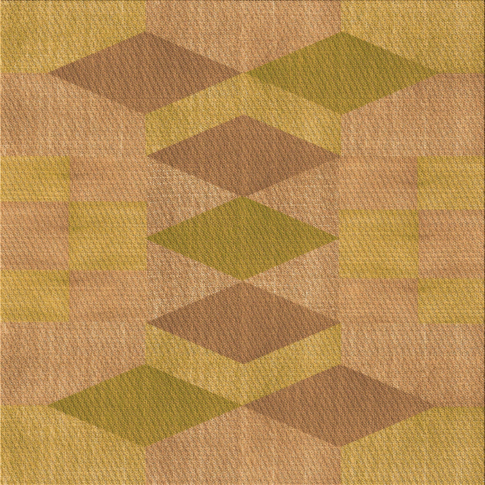 Round Patterned Yellow Rug, pat963org