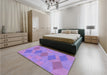 Patterned Bright Lilac Purple Rug in a Bedroom, pat963pur