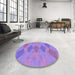 Round Patterned Bright Lilac Purple Rug in a Office, pat963pur