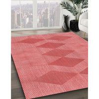 Patterned Fire Red Rug, pat963rd