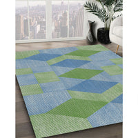 Patterned Cyan Opaque Blue Novelty Rug, pat963