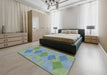 Machine Washable Transitional Cyan Opaque Blue Rug in a Bedroom, wshpat963