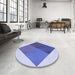 Round Patterned Royal Blue Rug in a Office, pat964blu